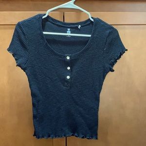 Black Crop Top with Buttons